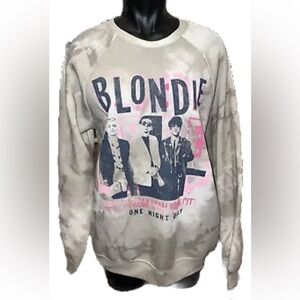 BLONDIE Rock-band Sweat Shirt, sz. M color: Beige Faux Wash. new w/o tags